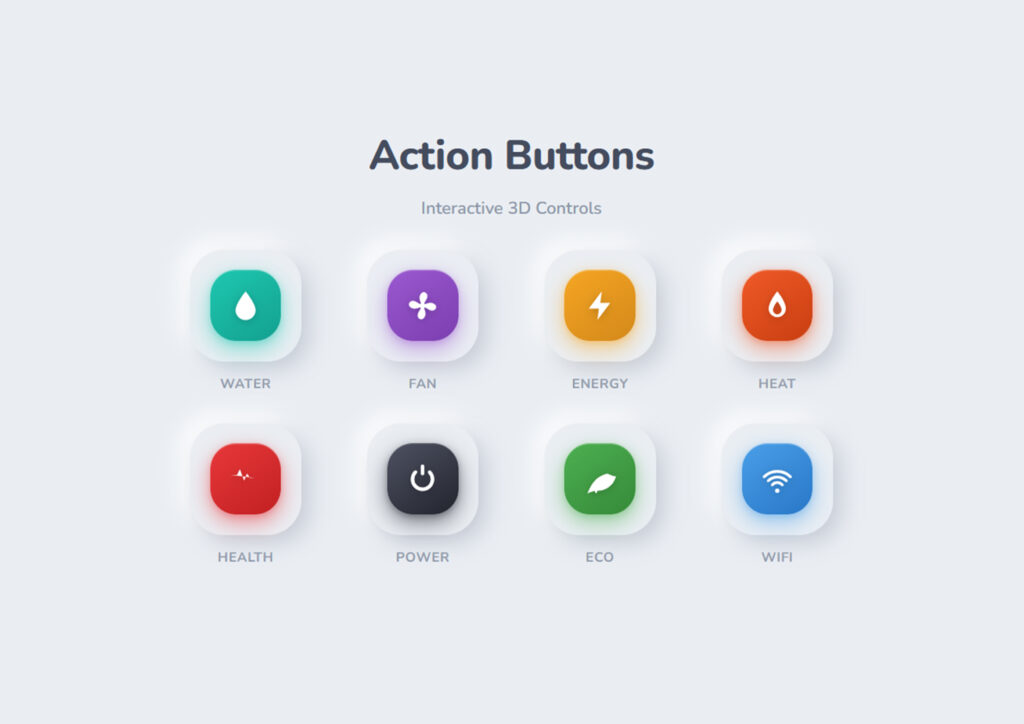 Control Responsive Free Responsive 3D Buttons Design (HTML CSS JS) – Interactive UI ...