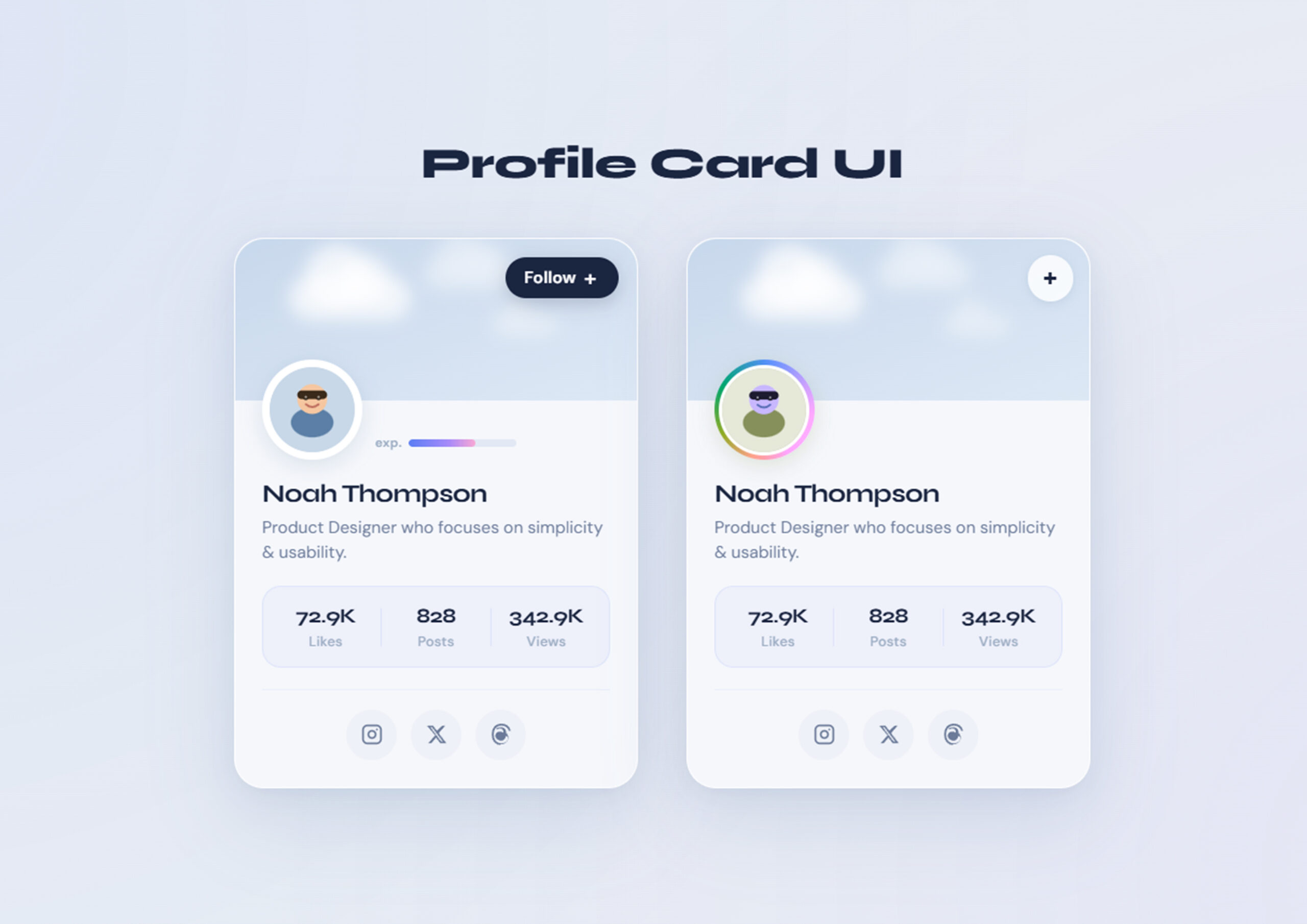 Responsive Profile Card UI Design with HTML CSS JavaScript – Free Download