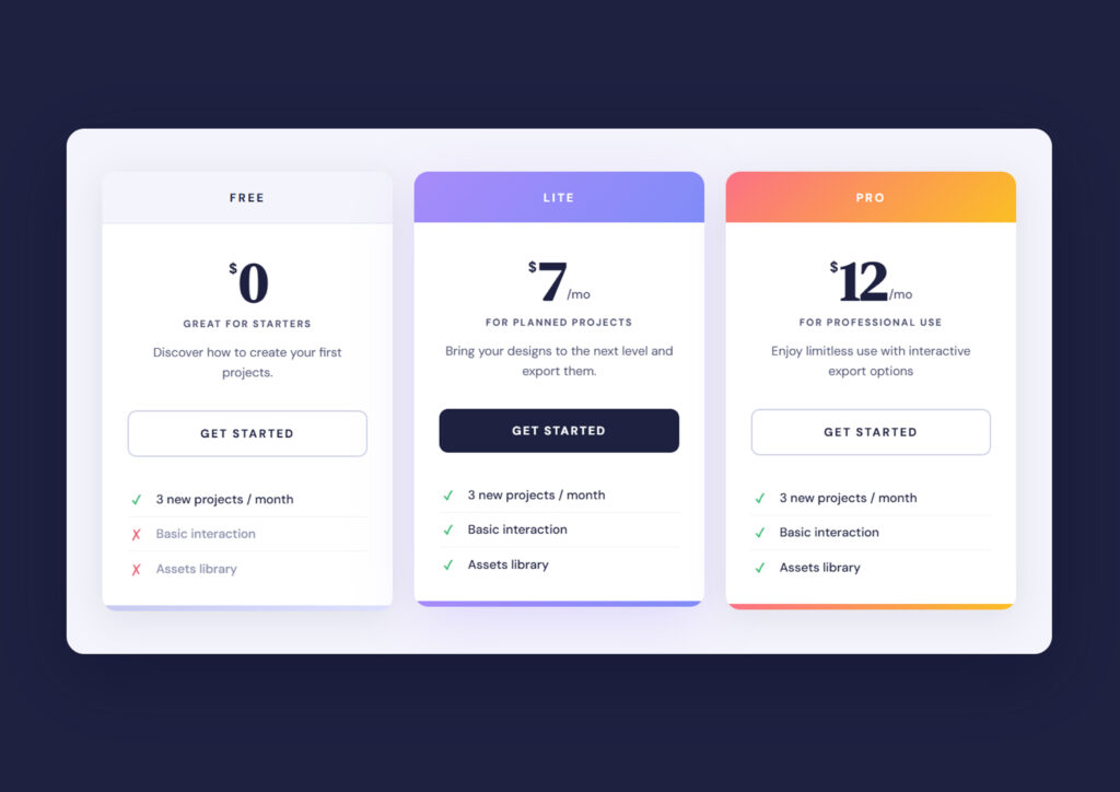 Responsive Pricing Cards UI Design (HTML CSS JavaScript) Free Download ...