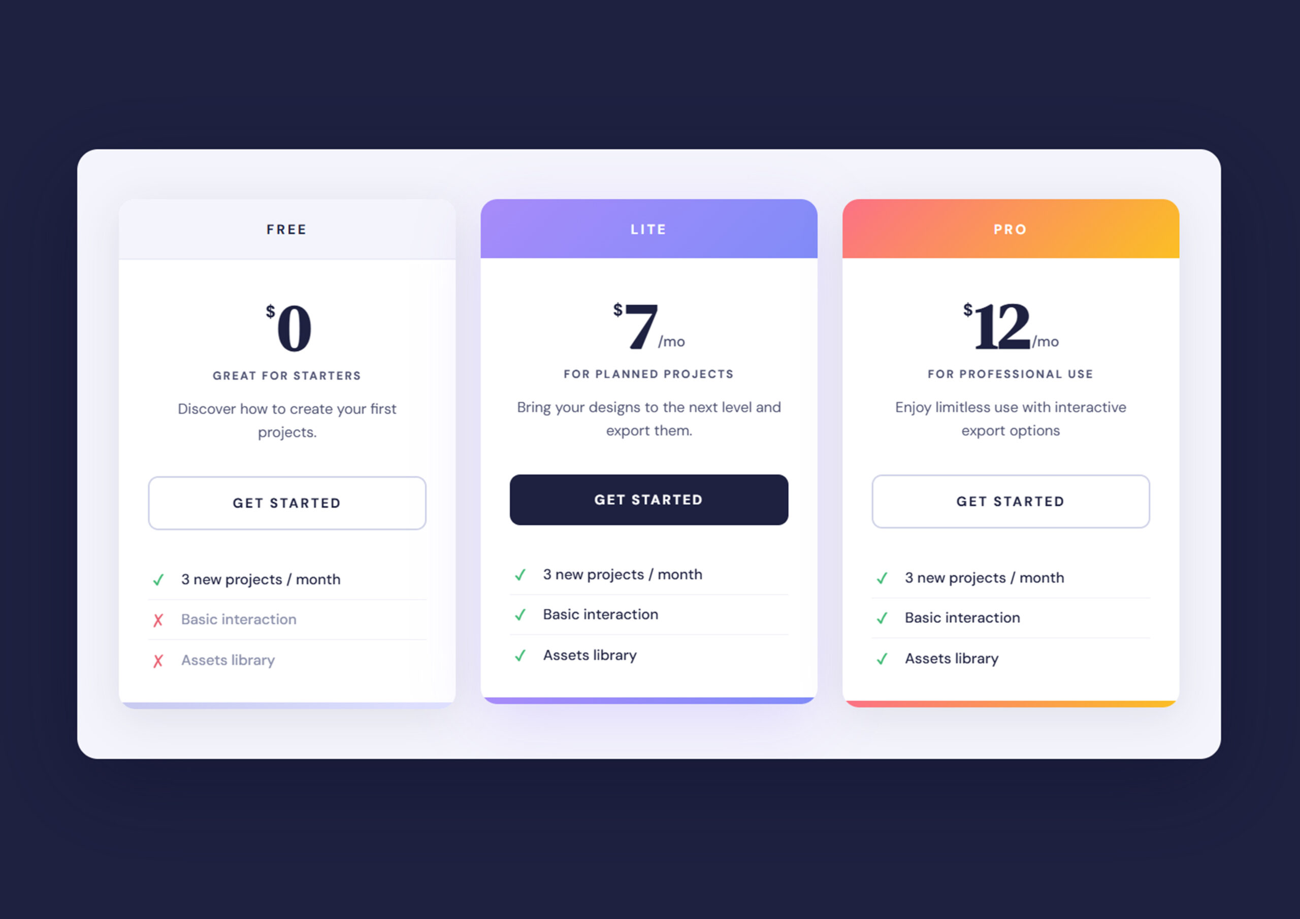 Responsive Pricing Cards UI Design (HTML CSS JavaScript) Free Download