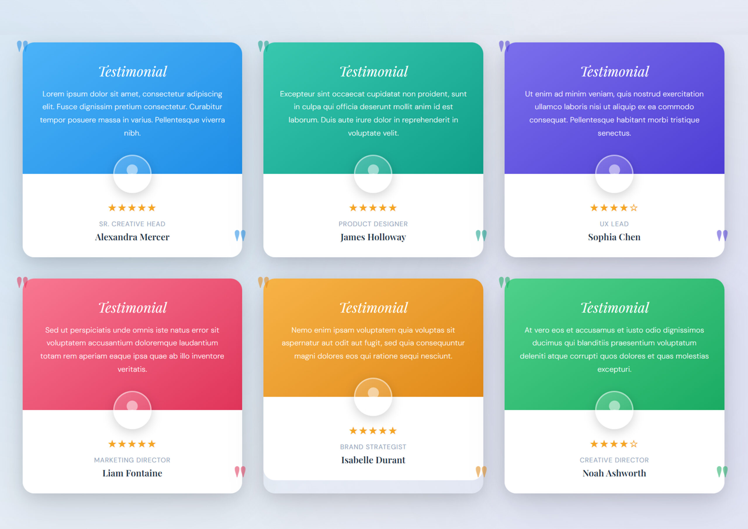 Responsive Testimonial Cards UI Design in HTML CSS JavaScript Free Download