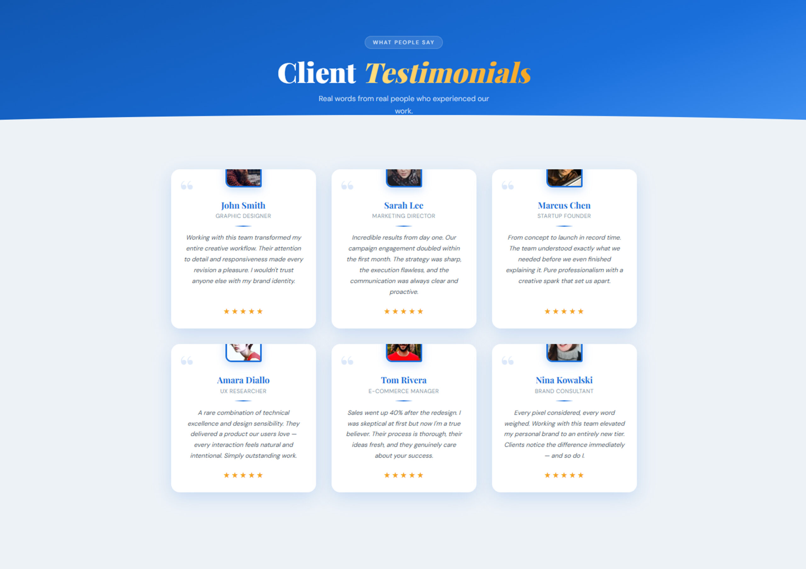 Modern Testimonial Cards UI Design Using HTML CSS JavaScript Free Download