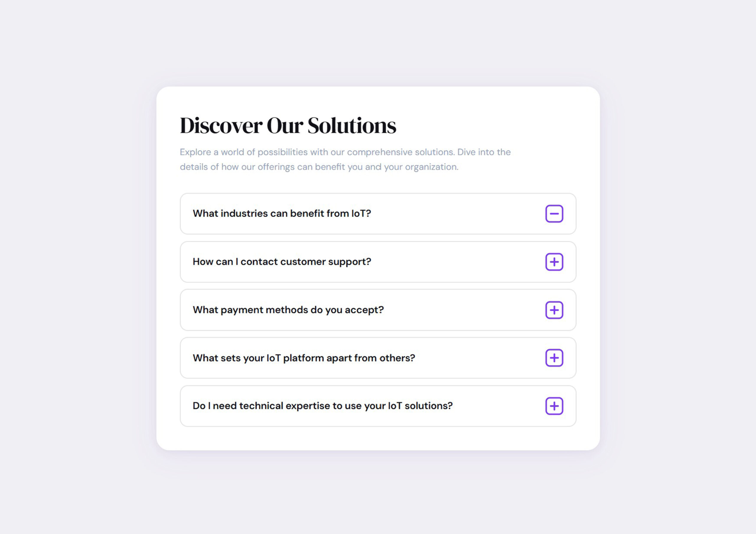 Free Responsive FAQ Accordion UI (HTML CSS JS) – Clean & Modern Design
