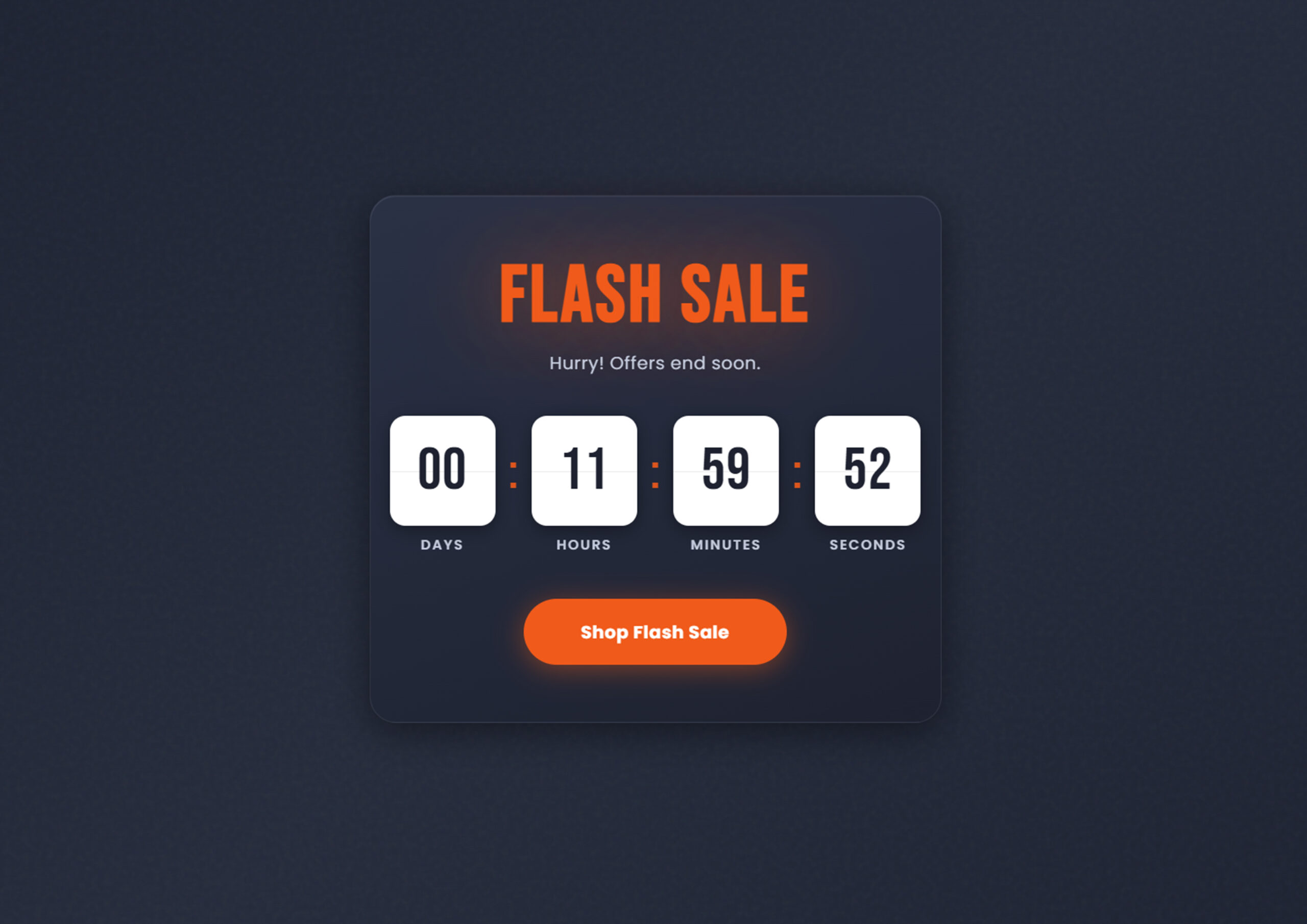 Free Responsive Countdown Timer UI Design with HTML CSS and JavaScript