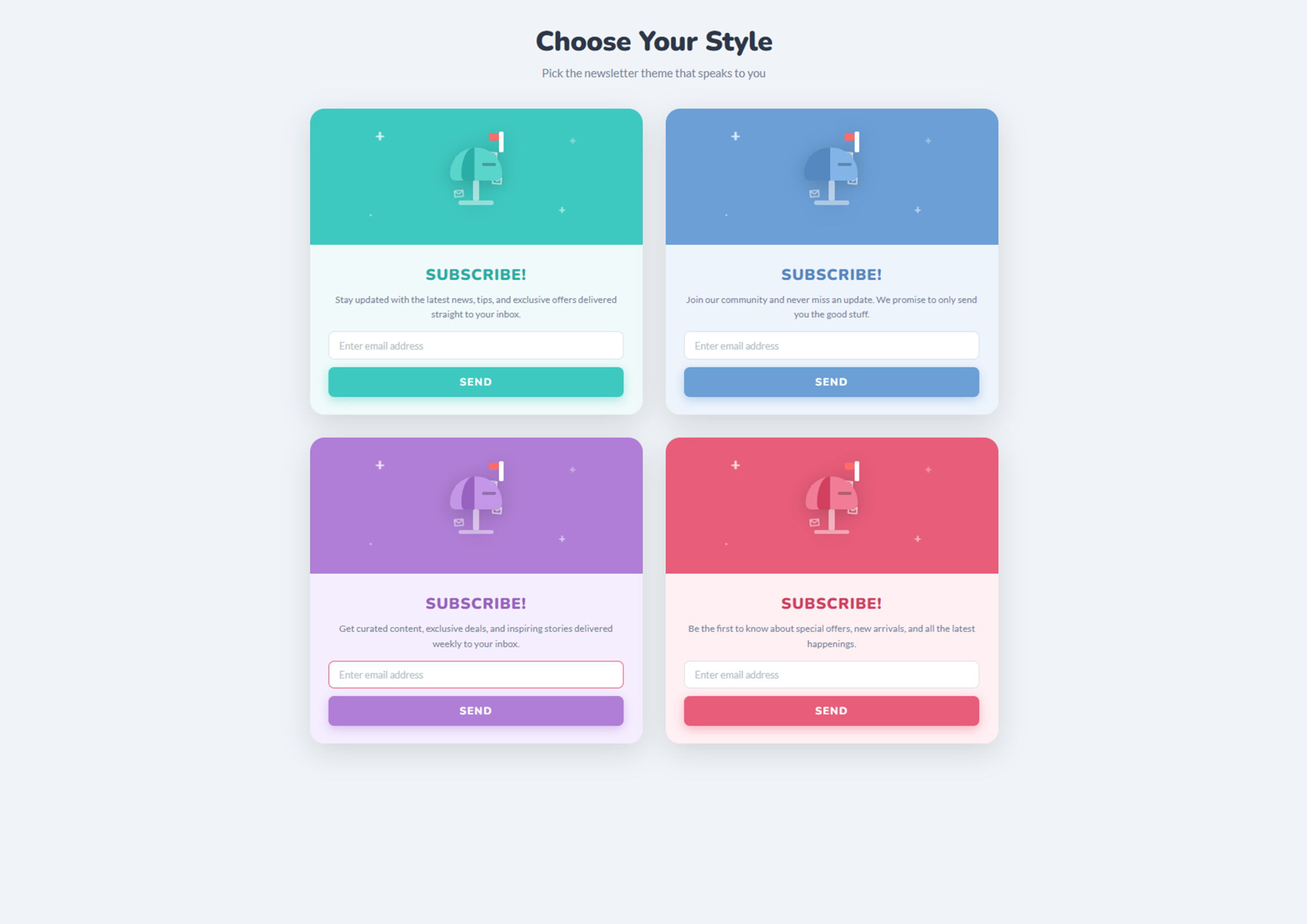 Responsive Newsletter Subscription UI Design (HTML, CSS, JavaScript) – Free Download